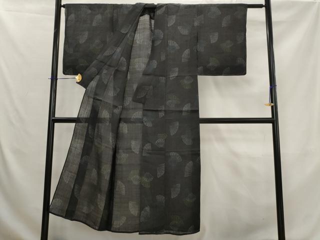 平和屋着物＊夏物　重要無形文化財　本場宮古上布　舞扇文　苧麻　逸品　未使用　AABK8844st