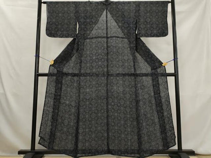 平和屋着物＊夏物　重要無形文化財　本場宮古上布　幾何学文様　苧麻　逸品　AABK8845st