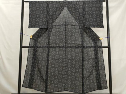 平和屋着物＊夏物　重要無形文化財　本場宮古上布　格子　苧麻　逸品　AABK8846st