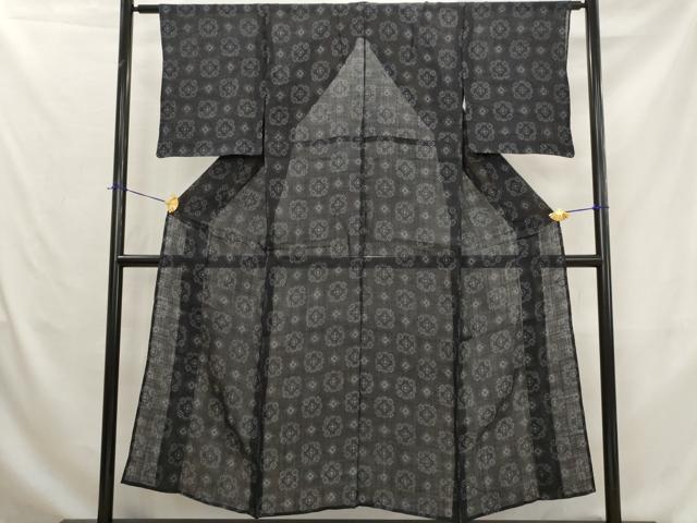 平和屋着物＊夏物　重要無形文化財　本場宮古上布　格子　苧麻　逸品　AABK8846st