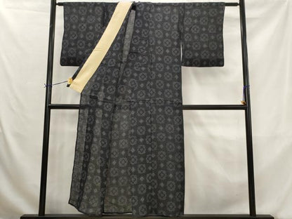 平和屋着物＊夏物　重要無形文化財　本場宮古上布　格子　苧麻　逸品　AABK8846st