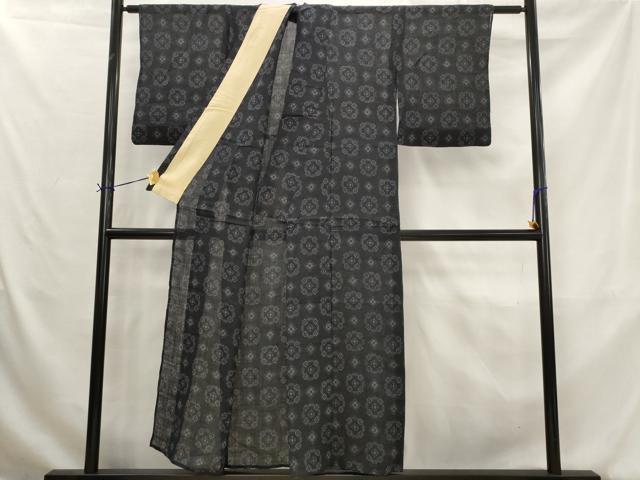 平和屋着物＊夏物　重要無形文化財　本場宮古上布　格子　苧麻　逸品　AABK8846st
