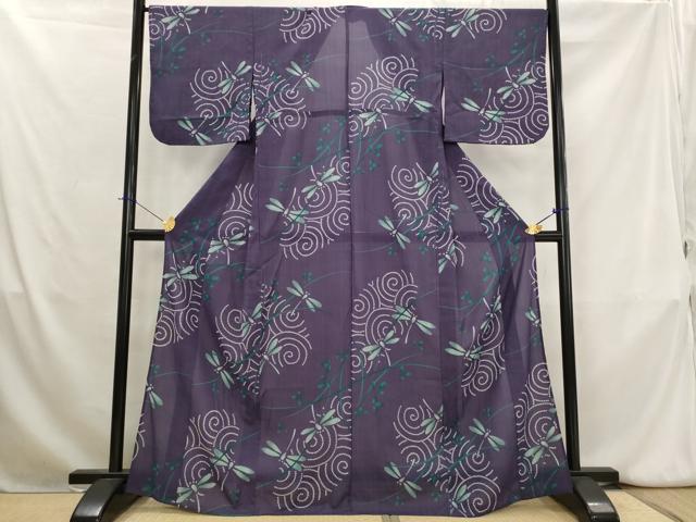 平和屋着物＊夏物　小紋　紗　勝虫　洗える着物　AABK8848st