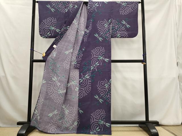 平和屋着物＊夏物　小紋　紗　勝虫　洗える着物　AABK8848st