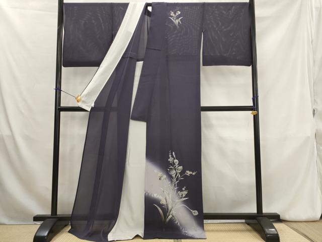 平和屋着物＊夏物　訪問着　絽　カラー　暈し染め　金銀彩　ロング丈　正絹　逸品　AABK8851st