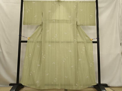 平和屋着物＊夏物　小紋　絽縮緬　舞桜文　洗える着物　AABK8853st