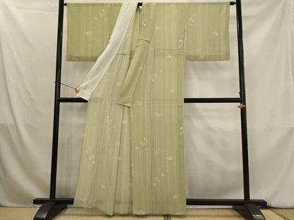 平和屋着物＊夏物　小紋　絽縮緬　舞桜文　洗える着物　AABK8853st