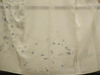 平和屋着物＊夏物　訪問着　絽　流水花文　金彩　正絹　逸品　AABK8855st