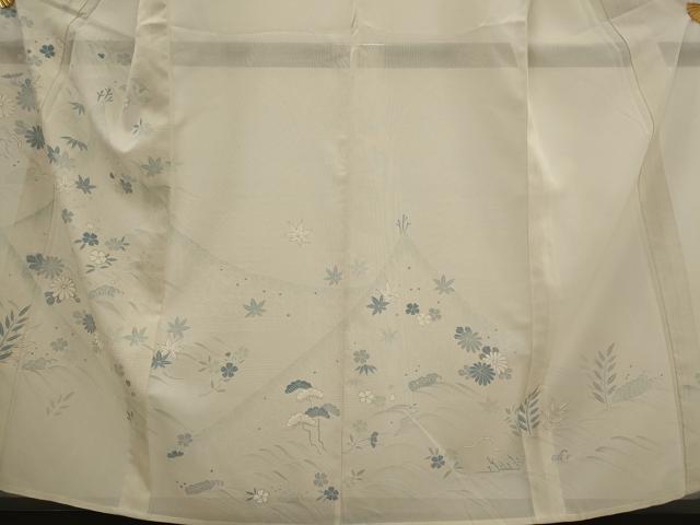 平和屋着物＊夏物　訪問着　絽　流水花文　金彩　正絹　逸品　AABK8855st