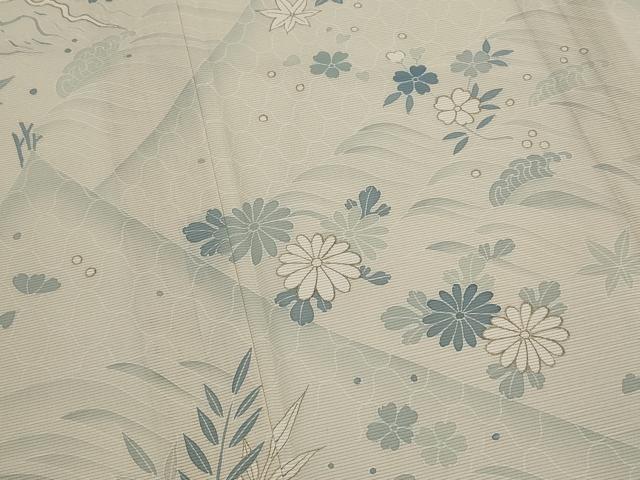 平和屋着物＊夏物　訪問着　絽　流水花文　金彩　正絹　逸品　AABK8855st