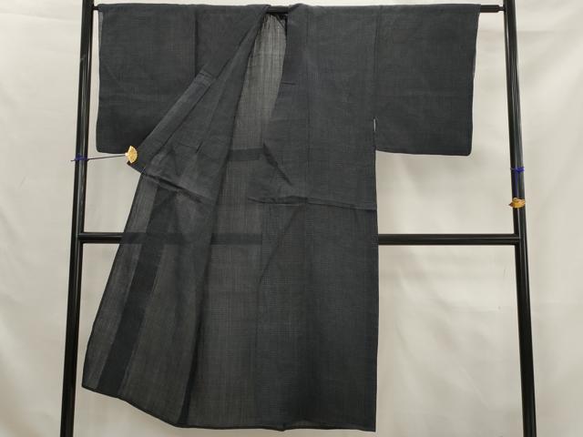 平和屋着物＊夏物　男性　重要無形文化財　本場宮古上布　格子　苧麻　逸品　AABK8857st