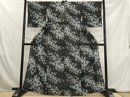 平和屋着物＊夏物　小紋　紗　草花文　洗える着物　AABK8866st