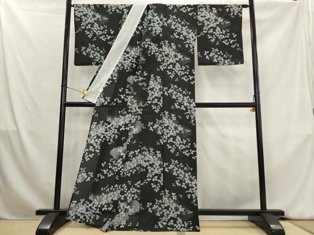 平和屋着物＊夏物　小紋　紗　草花文　洗える着物　AABK8866st