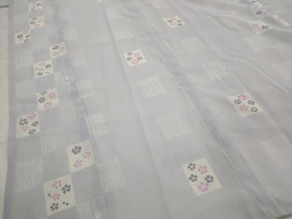 平和屋着物＊夏物　小紋　紗　市松花文　洗える着物　AABK8868st