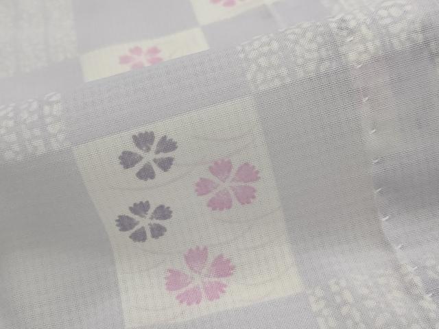 平和屋着物＊夏物　小紋　紗　市松花文　洗える着物　AABK8868st