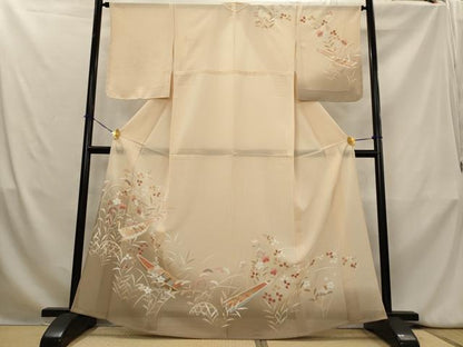 平和屋着物＊夏物　訪問着　絽　駒刺繍　花舟文　暈し染め　銀彩　正絹　逸品　AABK8876st