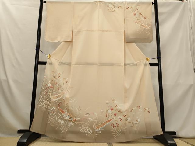 平和屋着物＊夏物　訪問着　絽　駒刺繍　花舟文　暈し染め　銀彩　正絹　逸品　AABK8876st