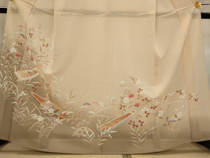 平和屋着物＊夏物　訪問着　絽　駒刺繍　花舟文　暈し染め　銀彩　正絹　逸品　AABK8876st