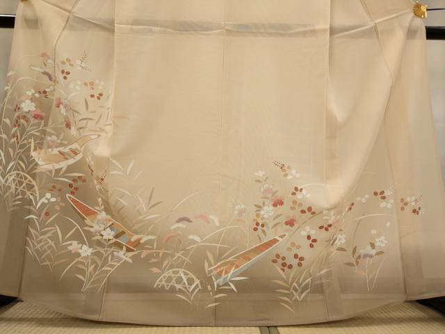 平和屋着物＊夏物　訪問着　絽　駒刺繍　花舟文　暈し染め　銀彩　正絹　逸品　AABK8876st