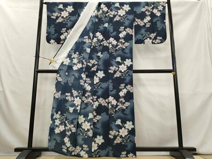 平和屋着物＊夏物　撫松庵　小紋・浴衣兼用　セオアルファ　紗　草花文　暈し染め　洗える着物　AABK8880st