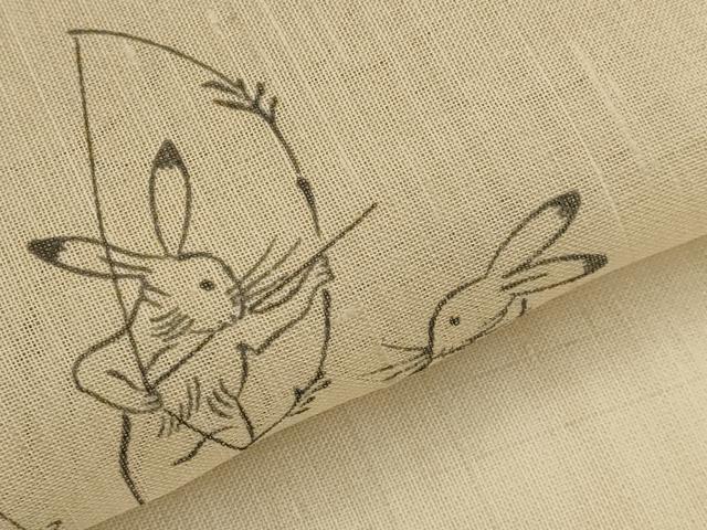 平和屋着物＊夏物　紗紬　鳥獣戯画　正絹　逸品　AABK8881st