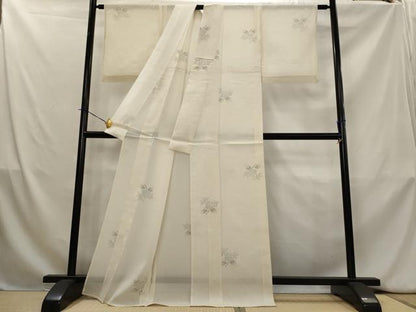 平和屋着物＊夏物　夏大島　草花文　正絹　逸品　AABK8883st