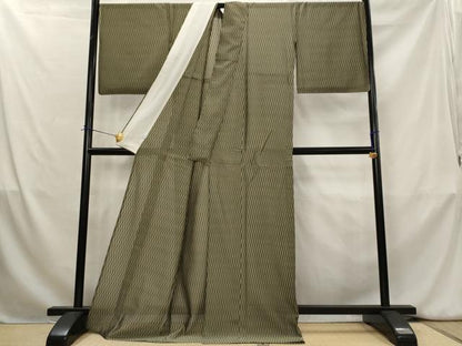 平和屋着物＊夏物　お召　薩摩透かし織　網目文　反端付き　ロング丈　正絹　逸品　AABK8884st
