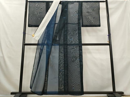 平和屋着物＊夏物　小紋　紗　風景文　正絹　逸品　AABK8891st