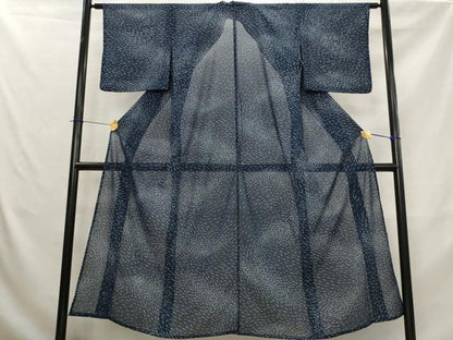 平和屋着物＊夏物　小紋　絽　魚　洗える着物　AABK8894st
