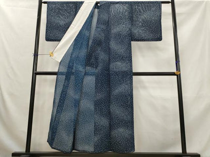 平和屋着物＊夏物　小紋　絽　魚　洗える着物　AABK8894st