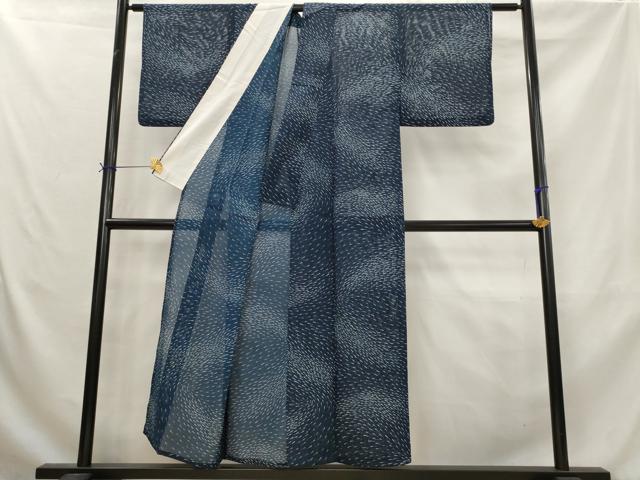 平和屋着物＊夏物　小紋　絽　魚　洗える着物　AABK8894st