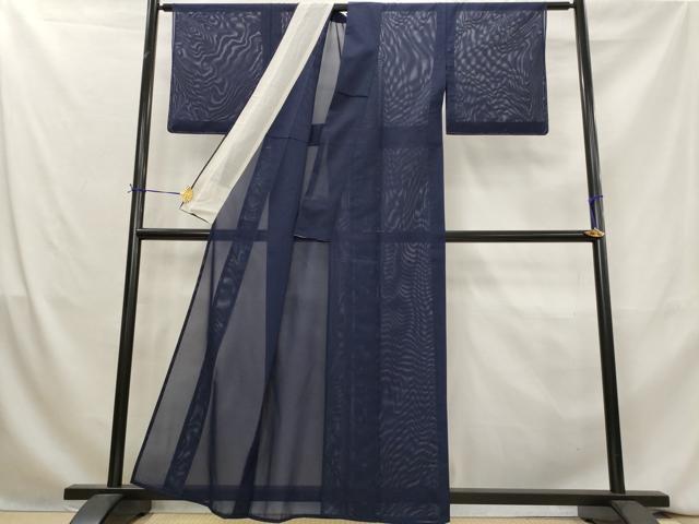 平和屋着物＊夏物　色無地　絽　青褐色　洗える着物　未使用　AABK8895st