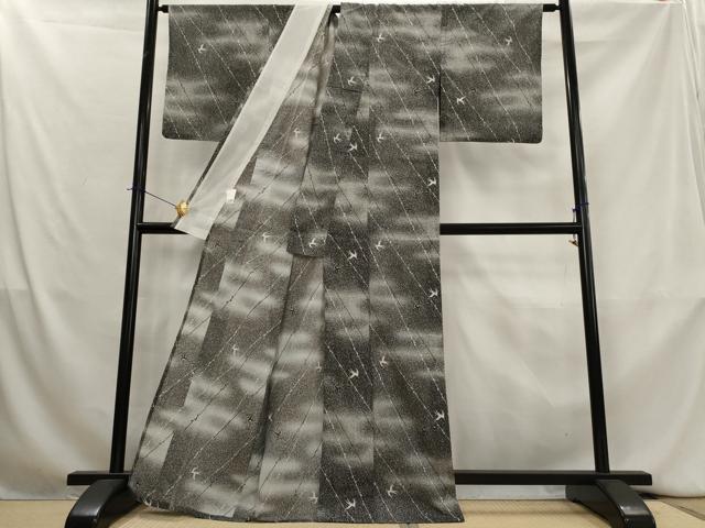 平和屋着物＊夏物　小紋　絽　飛鳥文　暈し染め　洗える着物　AABK8896st