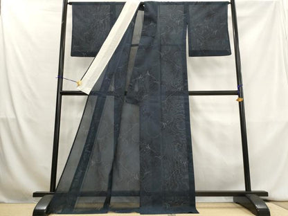 平和屋着物＊夏物　本場大島紬　夏大島　草葉文　ロング丈　正絹　逸品　AABK8899st