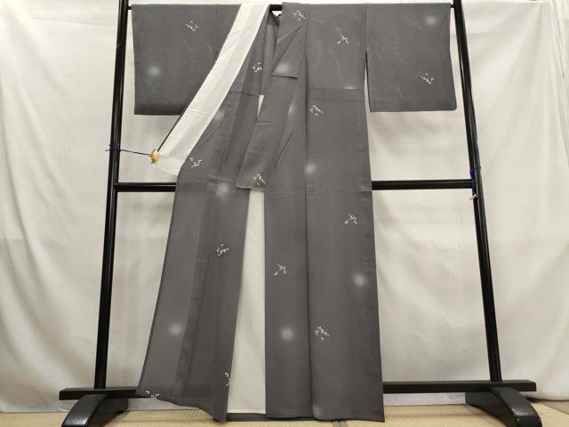 平和屋着物＊夏物　小紋　草花紋絽　蛍暈し　金彩　正絹　逸品　AABK8902st