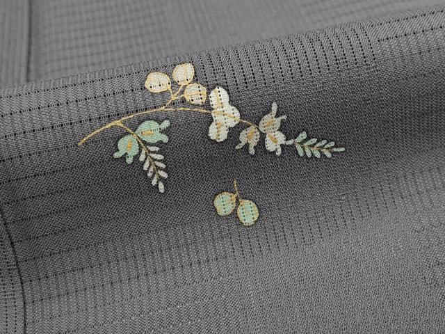 平和屋着物＊夏物　小紋　草花紋絽　蛍暈し　金彩　正絹　逸品　AABK8902st