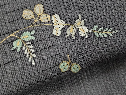 平和屋着物＊夏物　小紋　草花紋絽　蛍暈し　金彩　正絹　逸品　AABK8902st