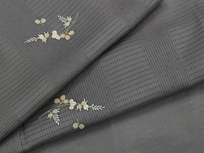 平和屋着物＊夏物　小紋　草花紋絽　蛍暈し　金彩　正絹　逸品　AABK8902st