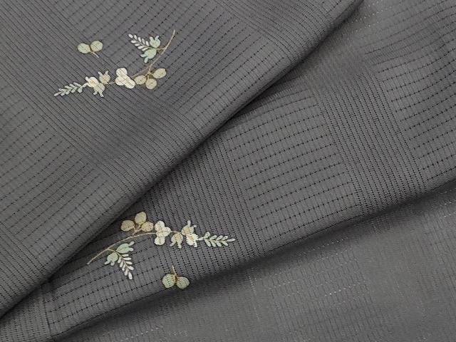 平和屋着物＊夏物　小紋　草花紋絽　蛍暈し　金彩　正絹　逸品　AABK8902st