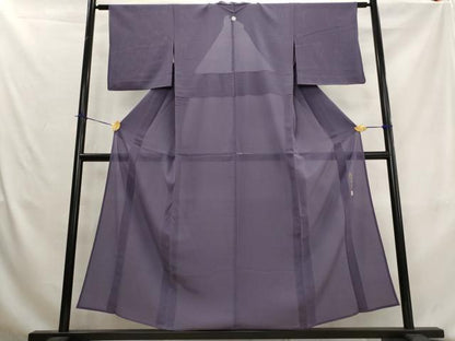 平和屋着物＊夏物　本加賀友禅作家　成竹登茂男監修　色無地　絽縮緬　深紫色　そごう百貨店扱い　正絹　逸品　AABK8904st