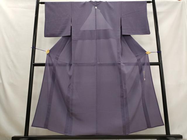 平和屋着物＊夏物　本加賀友禅作家　成竹登茂男監修　色無地　絽縮緬　深紫色　そごう百貨店扱い　正絹　逸品　AABK8904st