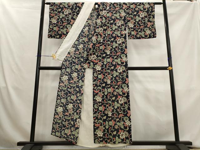 平和屋着物＊夏物　小紋　絽　更紗花文　正絹　逸品　AABK8906st