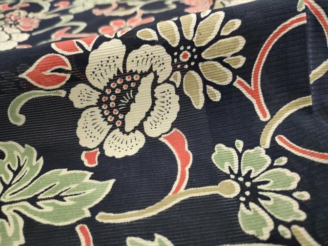 平和屋着物＊夏物　小紋　絽　更紗花文　正絹　逸品　AABK8906st
