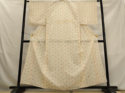 平和屋着物＊夏物　小紋　絽紬　変わり絽　亀甲文　正絹　逸品　AABK8907st