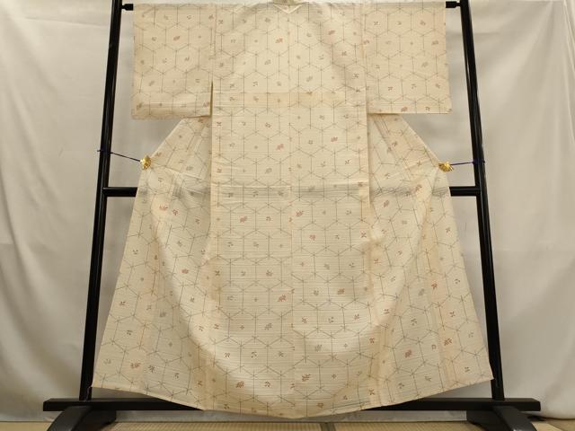 平和屋着物＊夏物　小紋　絽紬　変わり絽　亀甲文　正絹　逸品　AABK8907st