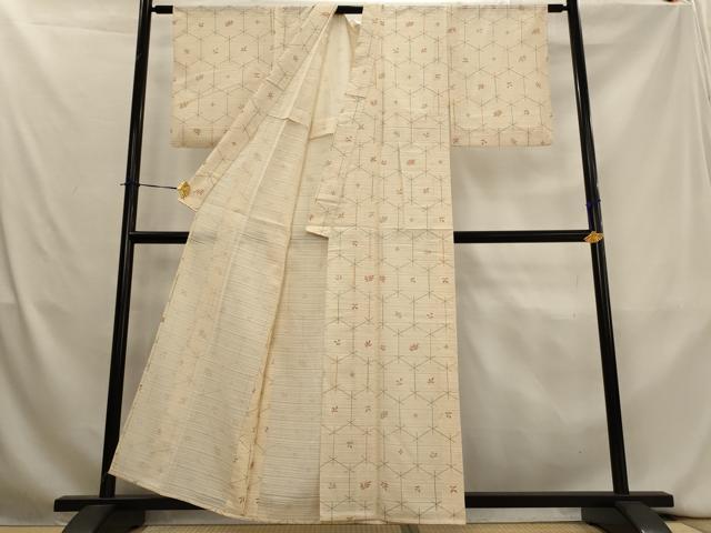 平和屋着物＊夏物　小紋　絽紬　変わり絽　亀甲文　正絹　逸品　AABK8907st