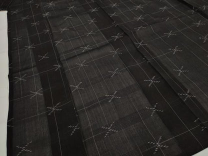 平和屋着物＊夏物　紗紬　幾何学文様　黒地　正絹　逸品　AABK8908st