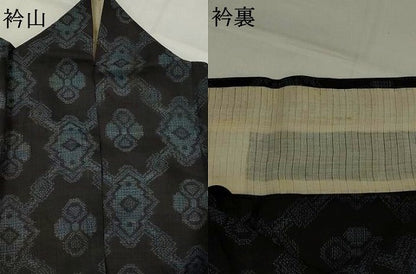 平和屋着物＊夏物　石川県指定無形文化財　能登上布　本麻手織上布紬　松皮菱文様　麻　逸品　AABK8909st