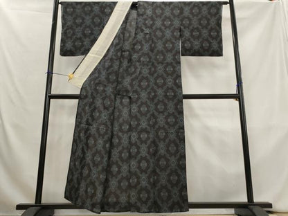 平和屋着物＊夏物　石川県指定無形文化財　能登上布　本麻手織上布紬　松皮菱文様　麻　逸品　AABK8909st