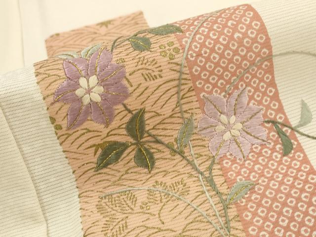 平和屋着物＊夏物　訪問着　絽　刺繍　短冊花文　金糸　金彩　正絹　逸品　AABK8911st